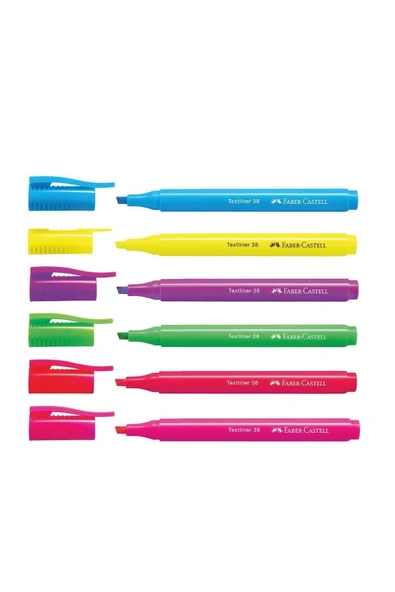 Faber Castell Fosforlu Kalem 38 Neon 6'lı Set,Canlı Renkler, Su Bazlı Mürekkep, Ergonomik Tasarım ürün görseli 1