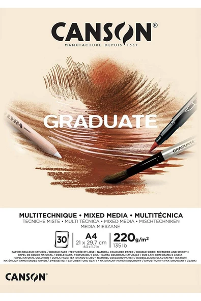 Canson Graduate Natural Mix Media A4 220gr 30yp Çok Amaçlı Blok ürün görseli 1