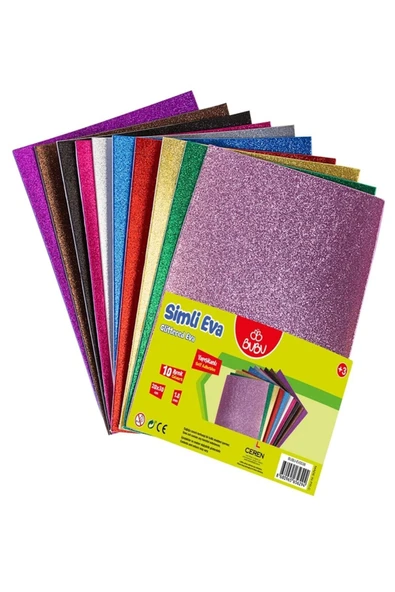 Bubu Bu-bu Eva 20x30 Simli Yapışkanlı 1,8mm 10 Renk Ev0038 5 Adet ürün görseli 1