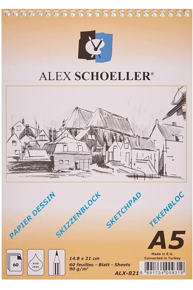 Alex Schoeller Sketch Book A5 Spiralli 90gr 60 yp Çizim Defteri ALX.821 ürün görseli 1