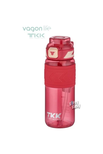 Vagon Life Tkk Pipetli Tritan Matara T-1019 600 ml Pembe ürün görseli 1