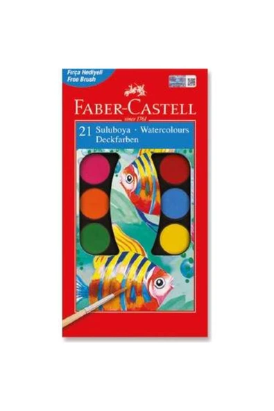 Faber Castell Suluboya 21 Renk, Büyük Boy, Geniş Renk Yelpazesi, Parlak Canlı ve Örtücü Renkler ürün görseli 1
