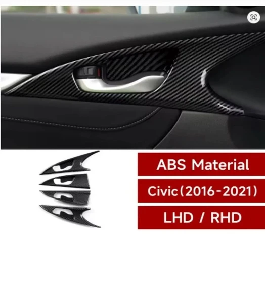 Honda Civic  fk7 FC52016-2021 UYUMLU İç 4 Kapı Kolu Çerçevesi Karbon Kalın Üründür ürün görseli 1