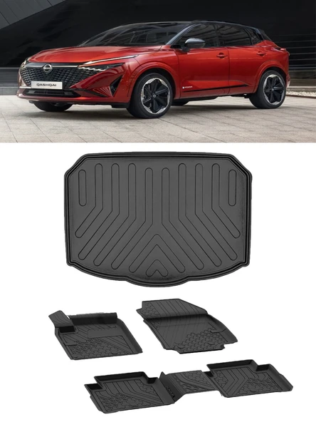 Sahler Nissan Qashqai 2022 ve Sonrası Benzin/Hybrit 4.5D Paspas 3D ALT Rizline Bagaj HAvuzu ürün görseli 1