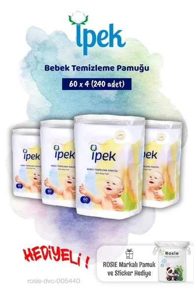 İpek 60'lı x 4 Bebek Temizleme Pamuğu ve Rosie Pamuk hediye ürün görseli 1