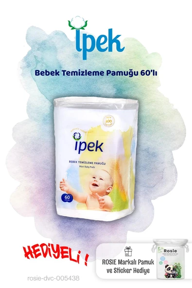 İpek Bebek Temizleme Pamuğu 60'lı ve Rosie Pamuk hediye ürün görseli 1