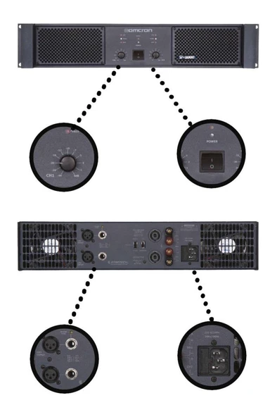 Startech Omcron P-2000 2x1000W Çift Çıkışlı Stereo Power Anfi Güç Anfisi ürün görseli 1
