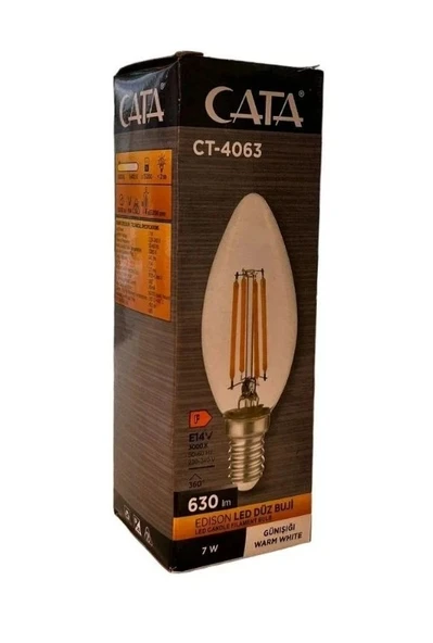 CATA 7w E-14 Rustik GÜNIŞIĞI Led Buji Ampul 3000k 220 Volt 7 Watt ürün görseli 1