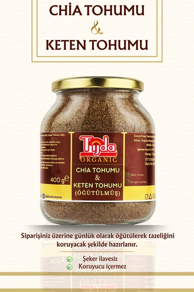 Chia Tohumu %50, Keten Tohumu %50 Öğütülmüş Toz 400 gr ürün görseli 1