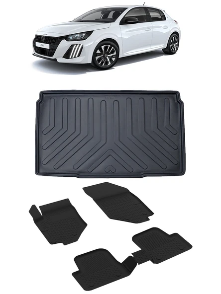 Sahler Peugeot 208 2022 ve Sonrası 4.5 D Paspas 3D Rizline 3D Bagaj Havuzu Set ürün görseli 1