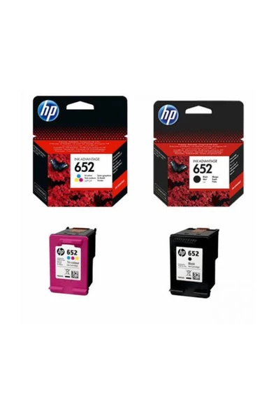 HP 652 Siyah ve Renkli Kartuş Seti (F6V24AE, F6V25AE) ürün görseli 1