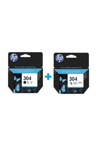 HP 304 Kartuş Siyah N9K06AE + HP 304 Renkli Kartuş N9K05AE Set ürün görseli 1