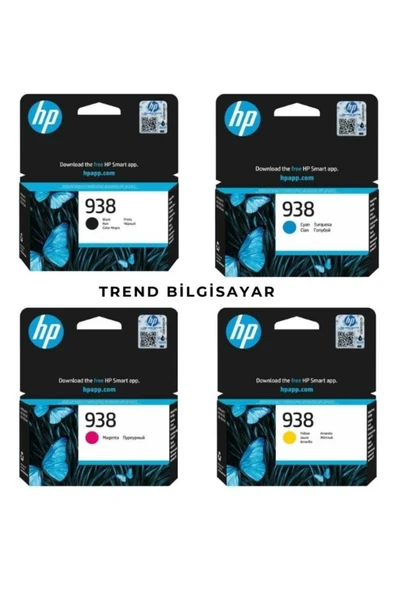 HP 938 4'lü Takım ve Seti Orijinal Mürekkep Kartuş ürün görseli 1