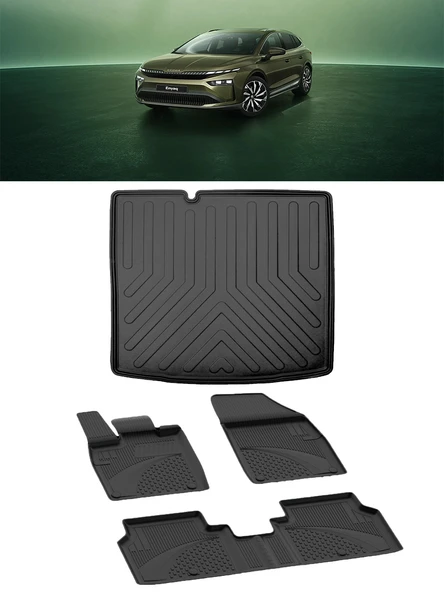 Sahler Skoda Enyaq 2021 ve Sonrası 4.5D Sahler Paspas 3D Rizline Sabit Zemin Alt Bagaj Havuzu ürün görseli 1