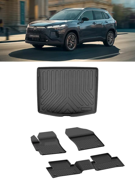 Sahler Toyota Corolla Cross 2022 ve Sonrası 4.5D Sahler Paspas ve 3D Rizline Bagaj  Havuzu Set ürün görseli 1