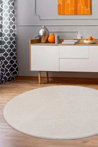 Peluş Halı Açık Vizon Cool Yıkanabilir Yuvarlak Post Yolluk Kilim Salon Halısı Modeli ürün görseli 1