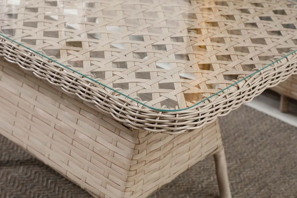 Zigonzi  Vilza, 3+1+1 Rattan Bahçe Mobilyası, Cappuccino - Resim 10