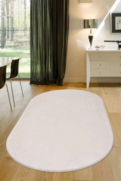 Peluş Halı Açık Vizon Cool Yıkanabilir Oval Post Yolluk Kilim Salon Halısı Modelleri ürün görseli 1