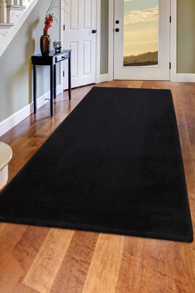 Peluş Halı Siyah Cool Düz Desenli Yıkanabilir Post Yolluk Kilim Salon Halısı Modelleri ürün görseli 1