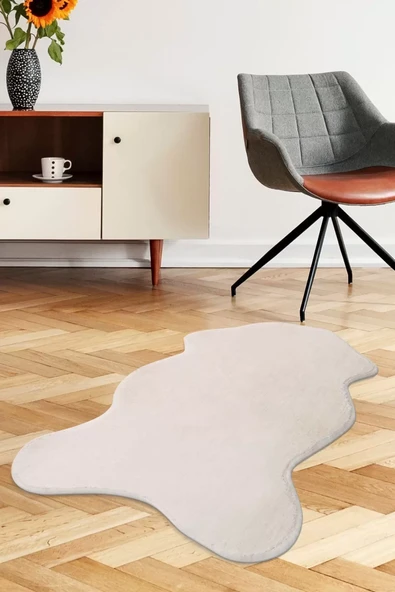 Peluş Halı Açık Vizon Cool Yıkanabilir Şekilli Post Yolluk Kilim Salon Halısı Modeli ürün görseli 1
