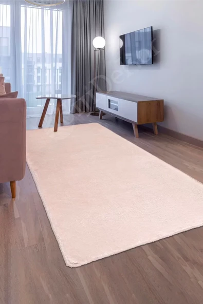 Pembe Post Dokuma Halı Peluş Yumuşacık Kaymaz Antibakteriyel Çocuk Mutfak Salon Halısı ürün görseli 1
