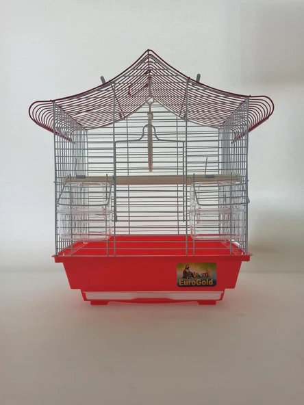 Qh Kuş Kafes Üçgen Çatılı 28x22x39 Kırmızı Muhabbet Kanarya ürün görseli 1