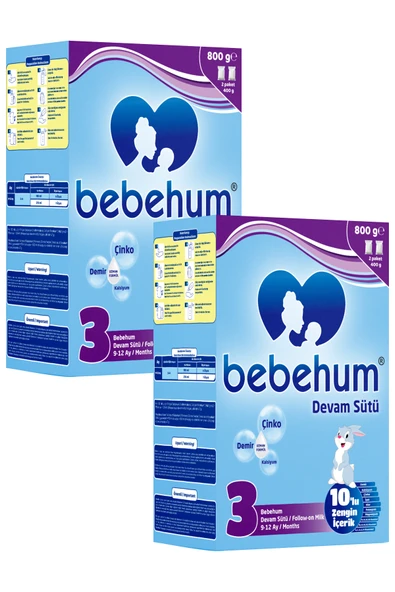 Bebehum 3 Numara Devam Sütü 9-12 Ay 800 gr x 2 Adet ürün görseli 1