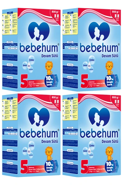 Bebehum 5 Numara Devam Sütü 2 Yaş+ 800 gr x 4 Adet ürün görseli 1