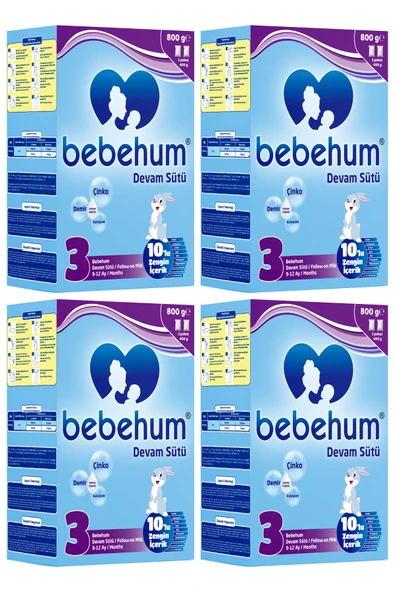 Bebehum 3 Numara Devam Sütü 9-12 Ay 800 gr x 4 Adet ürün görseli 1