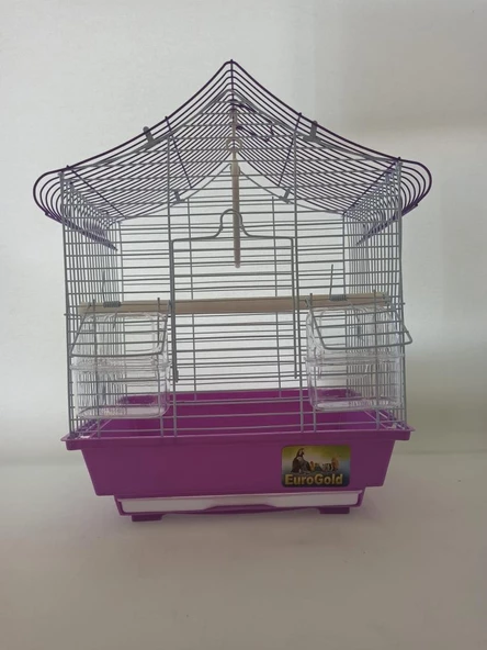 Qh Kuş Kafes Üçgen Çatılı 28x22x39 Mor Muhabbet Kanarya ürün görseli 1