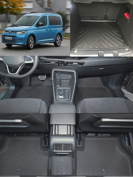 Sahler Volkswagen Caddy 2020 ve Sonrası 4.5D Paspas 3D Rizline Bagaj Havuzu Set ürün görseli 1