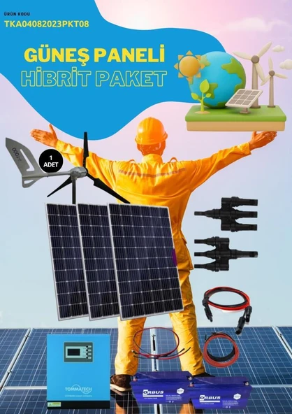Güneş Enerjisi  Hibrit Paket 3 Kva Tam Sinüs İnverter 330 watt Güneş Paneli 150 Amper Jel Akü 1000 WATT 24 V Rüzgar Türbini + Yerli Şarj Kontrol Cihazı Rüzgar Türbini Set ürün görseli 1