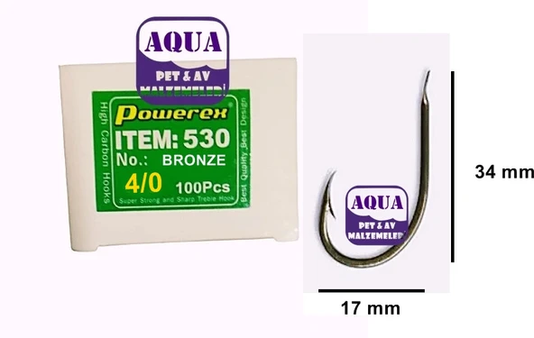 Powerex 530 model 4/0 Bronz Kutu Balık İğne 100 Adet - Balık İğnesi 100'lü Kutu ürün görseli 1