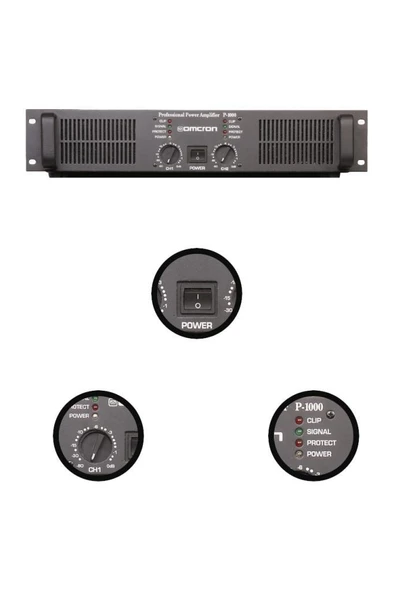 Startech Omcron P-1000 2x500W Çift Çıkışlı Stereo Power Anfi Güç Anfisi ürün görseli 1