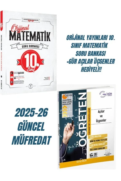 ORİJİNAL YAYINLARI 10. SINIF MATEMATİK SORU BANKASI +GÜR AÇILAR ÜÇGENLER HEDİYELİ!! ürün görseli 1