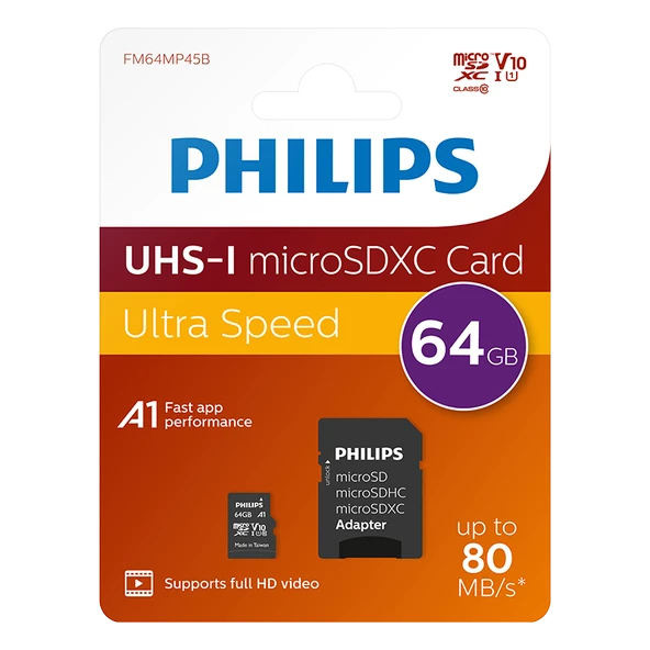 PHILIPS 64GB MICRO SDXC 80 MB/S C10 FM64MP45B/00 - Resim 2