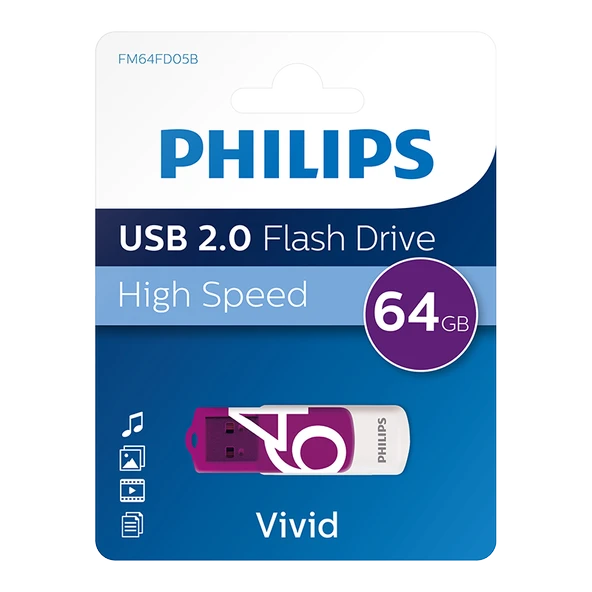 PHILIPS 64GB USB 2.0 25/10MB/S FM64FD05B/00 ürün görseli 1