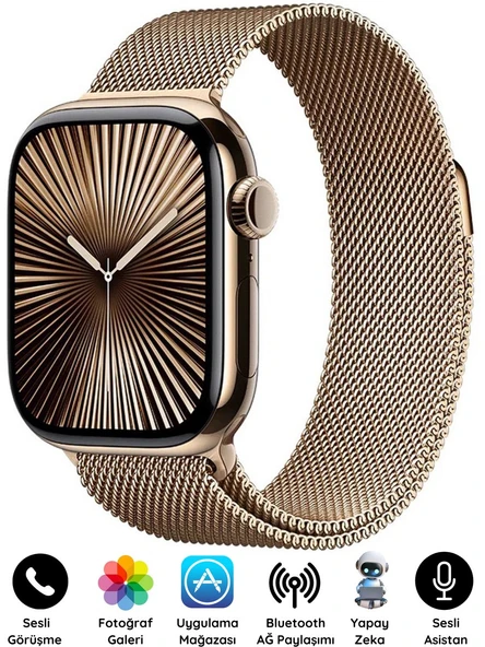 Watch HK11 PROMAX GOLD Akıllı Saat Sesli Görüşme Yapay Zeka Destekli iPhone Android Uyumlu 8-9-10 ürün görseli 1