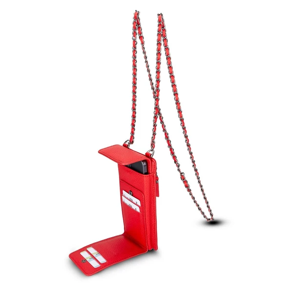 Avjin 6.9 inch Uyumlu Deri Kılıf Cüzdan Askılı ERC2 Kırmızı ürün görseli 1