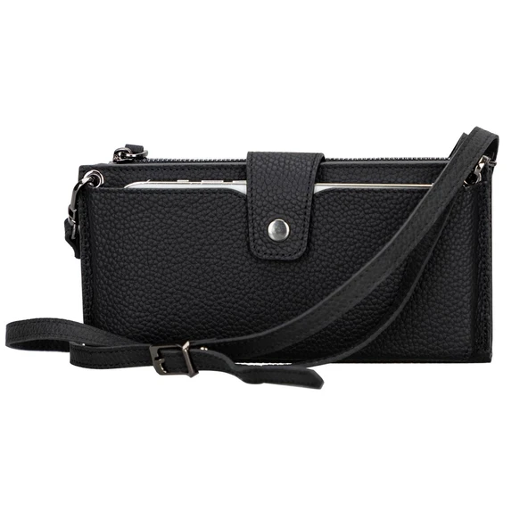 Lozan Strap 6.5 inch Uyumlu Deri Kartlıklı Kılıf ERC1 Siyah ürün görseli 1