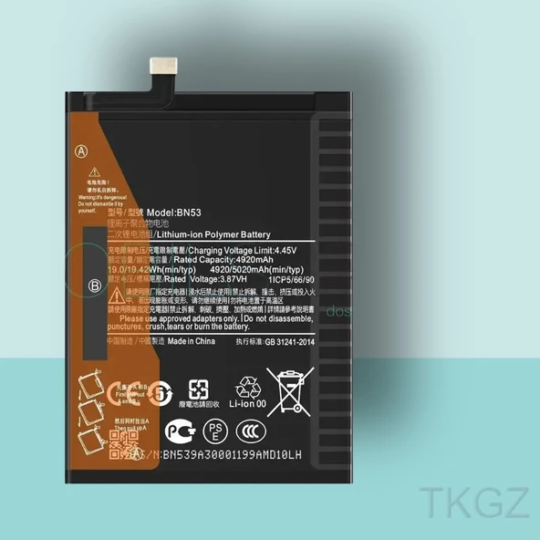 Tkgz - Xiaomi REDMİ NOTE 9 PRO - BN53 - Batarya Pil Orijinal Sıfır ürün görseli 1