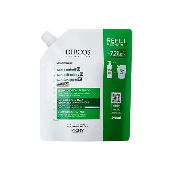 Vichy Dercos Yağlı Saçlar İçin Kepek Karşıtı  Refill Şampuan 390 ml ürün görseli 1