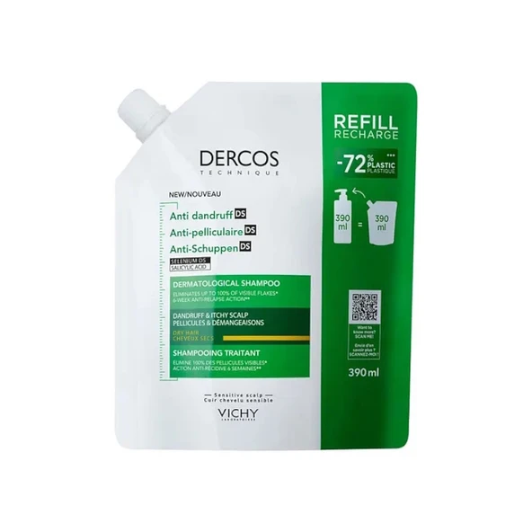 Vichy Dercos Kuru Saçlar İçin Kepek Karşıtı  Refill Şampuan 390 ml ürün görseli 1