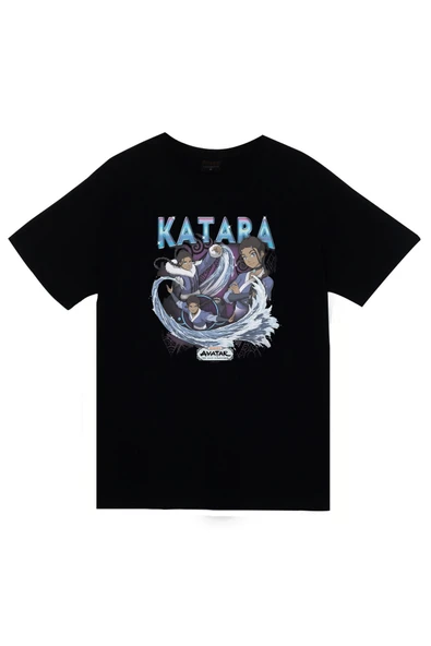fame-stoned Avatar The Last Airbender Katapa Baskılı %100 Pamuk Unisex Siyah T-Shirt ürün görseli 1