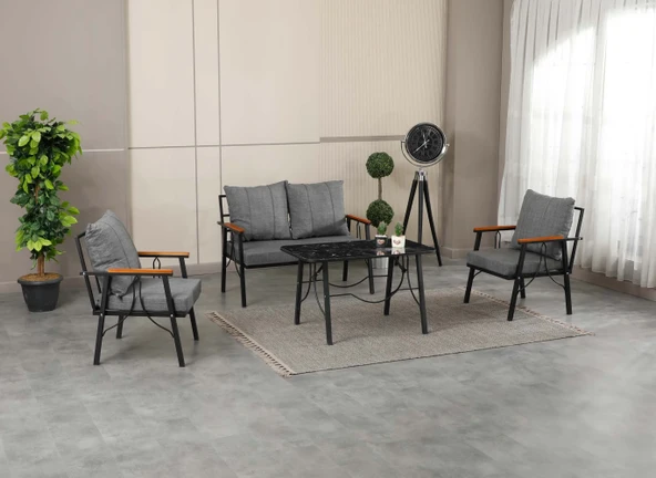 Zigonzi  Rüya, 2+1+1 Bahçe-Balkon Mobilyası, Gri ürün görseli 1
