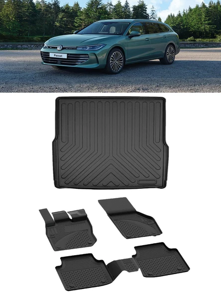 Sahler Volkswagen Passat B9 Variant 2024 ve Sonrası 4.5D Paspas  Rizline 3D Bagaj Havuzu Set ürün görseli 1