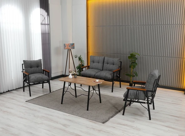 Zigonzi  Lena 4 Kişilik Minderli Bahçe Balkon Teras Ergonomik Oturma Grubu 2+1+1 ürün görseli 1