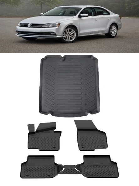 Sahler Volkswagen Jetta Comfortline-Highline 2011-2019 4.5D Paspas Rizline 3D Bagaj  Havuzu ürün görseli 1