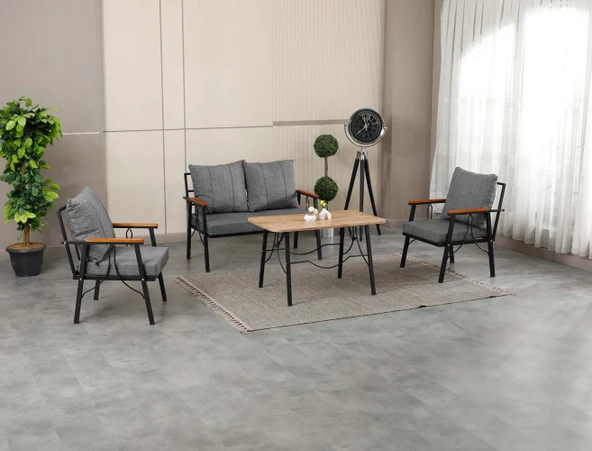 Zigonzi  Rüya, 2+1+1 Bahçe-Balkon Mobilyası, Gri ürün görseli 1