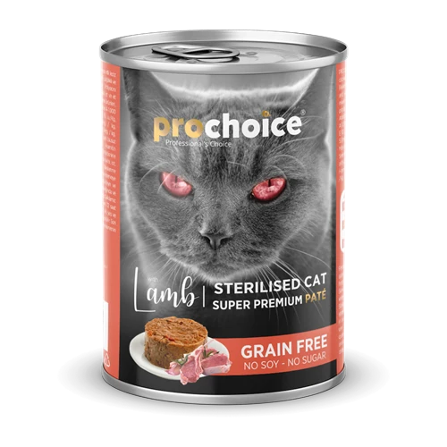 Prochoice Kısırlaştırılmış Kediler İçin, Tahılsız, Kuzu Etli Ezme Konserve 12x400 gr ürün görseli 1